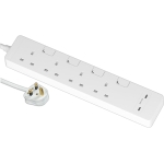 Schneider Electric 施耐德電氣 TSH34QCUSB_3_WE 13A四位安全拖板連獨立開關 連LED指示燈及兩位USB充電插座 30W PD3.0 Type C+C (連3米線) (白色)